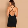Women callop Trim Spaghetti Strap Sexy Short Party Dress
