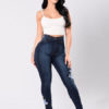 Women's Denim Embroidered Skinny Long Jeans - Image 4