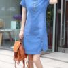 Women's Denim Shift Mini Dress - Image 3