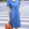 Women's Denim Shift Mini Dress - Image 4