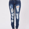 Women's Denim Skinny Ripped Long Jeans