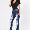 Women's Denim Skinny Ripped Long Jeans - Image 3