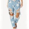 Women's Distressed Denim Straight Leg Jeans - Image 5