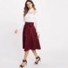 Womens High Waist Solid Office Lady Midi Skirt - Image 4