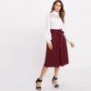Womens High Waist Solid Office Lady Midi Skirt - Image 5