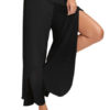 Women's Palazzo Pants Cropped Pants High Slit Draped Wide Leg Pants - Image 3