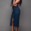Women's Sleeveless Belted Denim Midi Dress - Image 2
