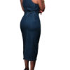 Women's Sleeveless Belted Denim Midi Dress - Image 3