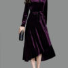 Women's V Neck High Low Velour Wrap Maxi Dresses