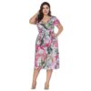 Bohemian Floral print plus size Office Lady short dress - Image 3
