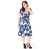 Bohemian Floral print plus size Office Lady short dress - Image 5