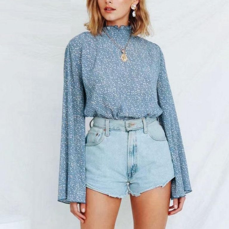 Boho Floral Print Chiffon Tops