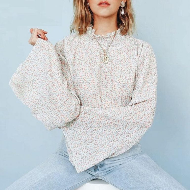 Boho Floral Print Chiffon Tops - Image 4