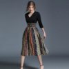 Boho print Patchwork vintage slim short dress - Image 4
