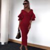 Butterfly Short Sleeve Off Shoulder Bodycon Party Dress - Image 2
