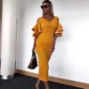 Butterfly Short Sleeve Off Shoulder Bodycon Party Dress - Image 3