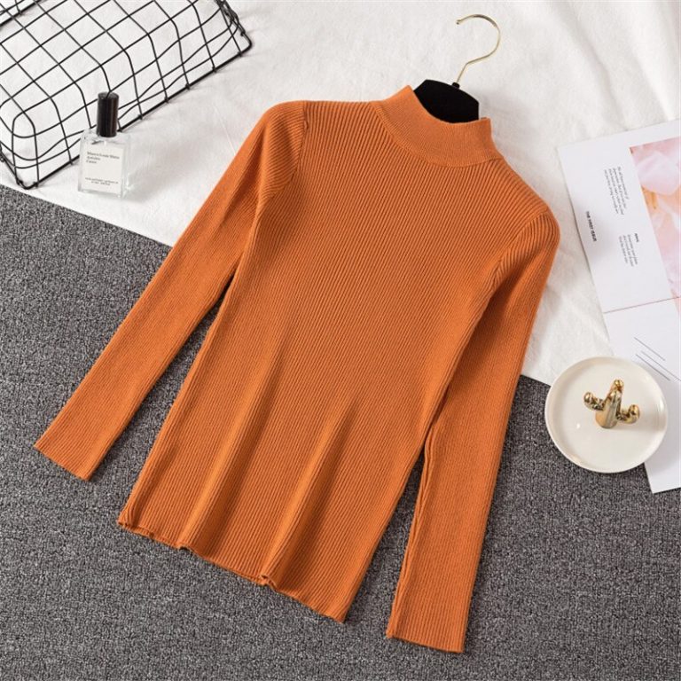 Casual Long Sleeve Jumper Female Slim Pure Sweater Tops - Image 11