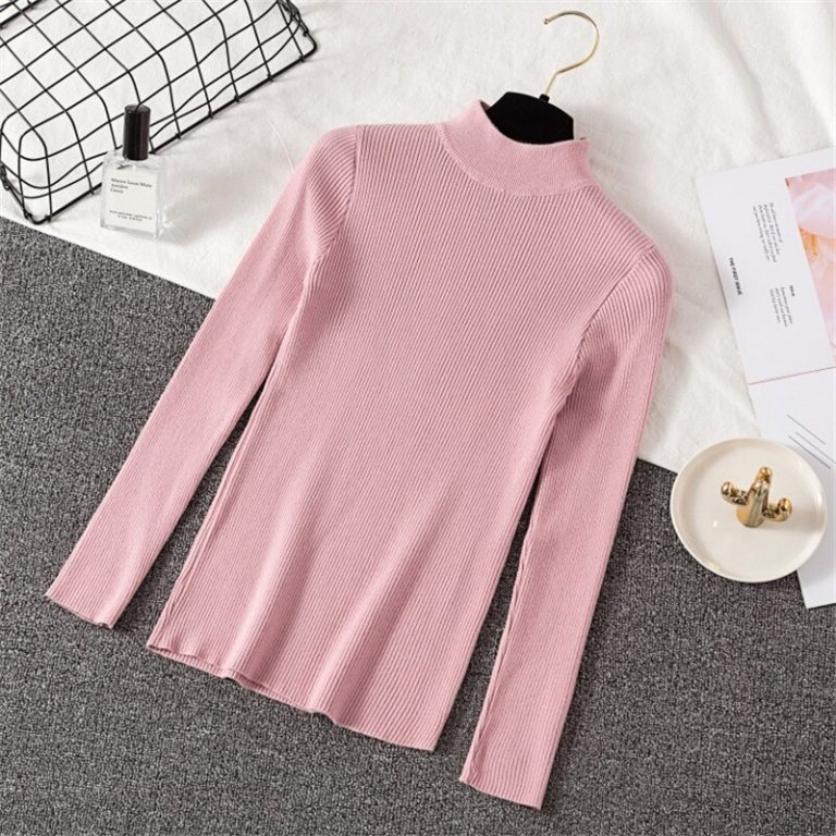 Casual Long Sleeve Jumper Female Slim Pure Sweater Tops - Image 12