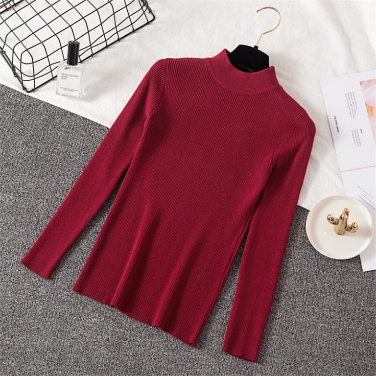 Casual Long Sleeve Jumper Female Slim Pure Sweater Tops - Image 13