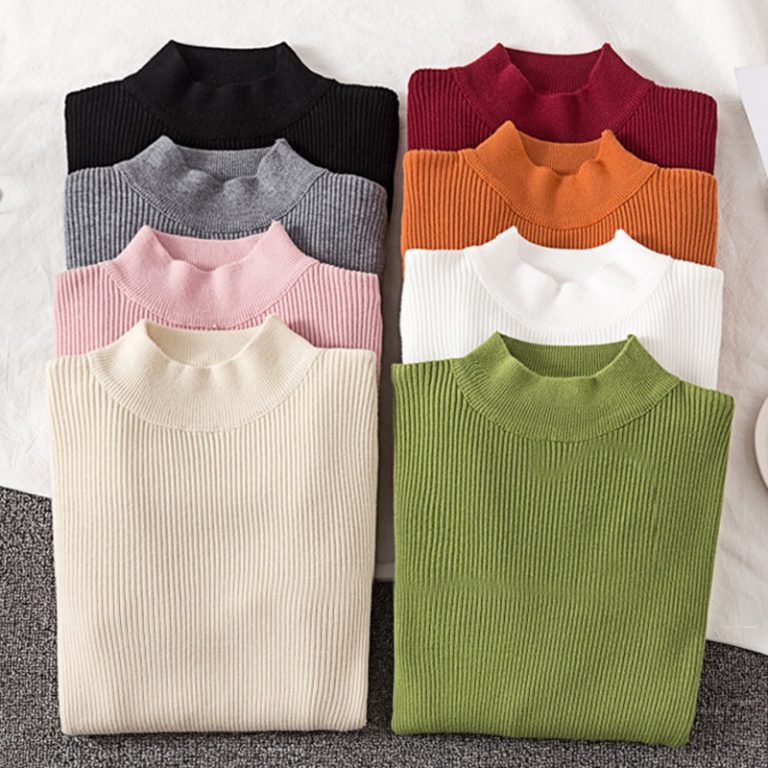 Casual Long Sleeve Jumper Female Slim Pure Sweater Tops - Image 3