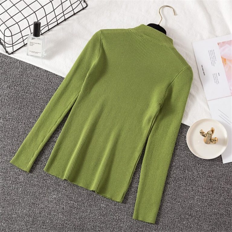 Casual Long Sleeve Jumper Female Slim Pure Sweater Tops - Image 5