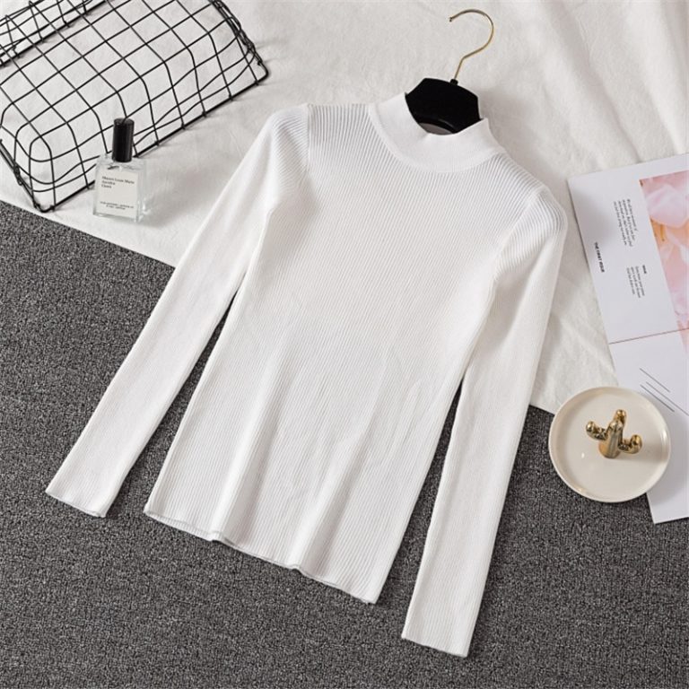 Casual Long Sleeve Jumper Female Slim Pure Sweater Tops - Image 9