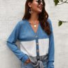 Casual Long Sleeve Lace Up Sweater Top