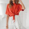 Casual O Neck Short Sleeve Crop Tops - Image 2