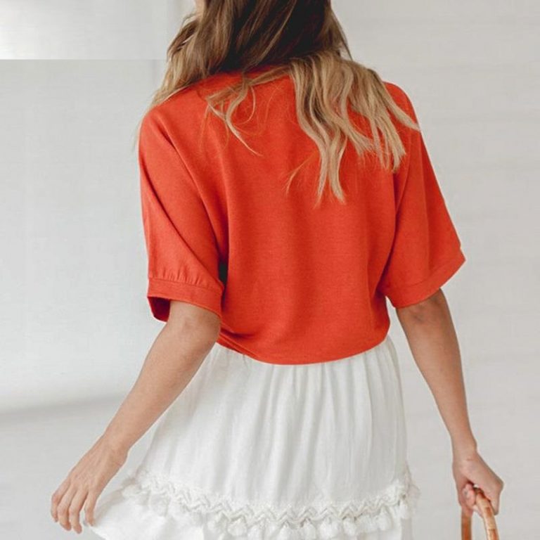 Casual O Neck Short Sleeve Crop Tops - Image 3