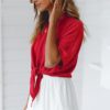 Casual O Neck Short Sleeve Crop Tops - Image 4