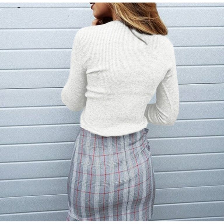 Casual Ribbed Knitted Sexy Feminino T-Shirt - Image 4