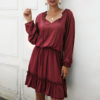 Casual Ruffles Tie Neck Beach Dress - Image 3