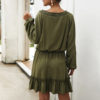 Casual Ruffles Tie Neck Beach Dress - Image 4