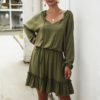 Casual Ruffles Tie Neck Beach Dress