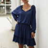 Casual Ruffles Tie Neck Beach Dress - Image 2