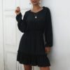 Casual Ruffles Tie Neck Beach Dress - Image 5