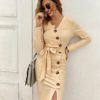 Casual Sashes Bodycon Midi Party Dress - Image 11