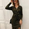 Casual Sashes Bodycon Midi Party Dress - Image 13