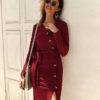 Casual Sashes Bodycon Midi Party Dress - Image 5