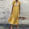 Casual Short Sleeve Plus Size O-Neck Maxi Long Dress