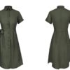 Casual Turn Down Collar Short Sleeve Midi Dress - Image 5