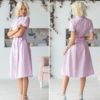 Casual Turn Down Collar Short Sleeve Midi Dress - Image 2