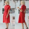 Casual Turn Down Collar Short Sleeve Midi Dress - Image 4