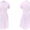 Casual Turn Down Collar Short Sleeve Midi Dress - Image 6
