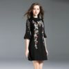 Chiffon embroidery Flare Sleeve Street wear Knee-Length Dress - Image 3