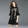 Chiffon embroidery Flare Sleeve Street wear Knee-Length Dress - Image 6