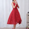 Cocktail Lace V Neck Short Bow Sash Backless Prom Party Dresses - Image 2
