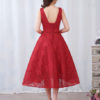 Cocktail Lace V Neck Short Bow Sash Backless Prom Party Dresses - Image 4
