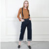 Denim Pant with Straps High Waist Loose Comfort Jeans
