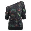 Dinosaur Print Skew Neck Sweatshirt